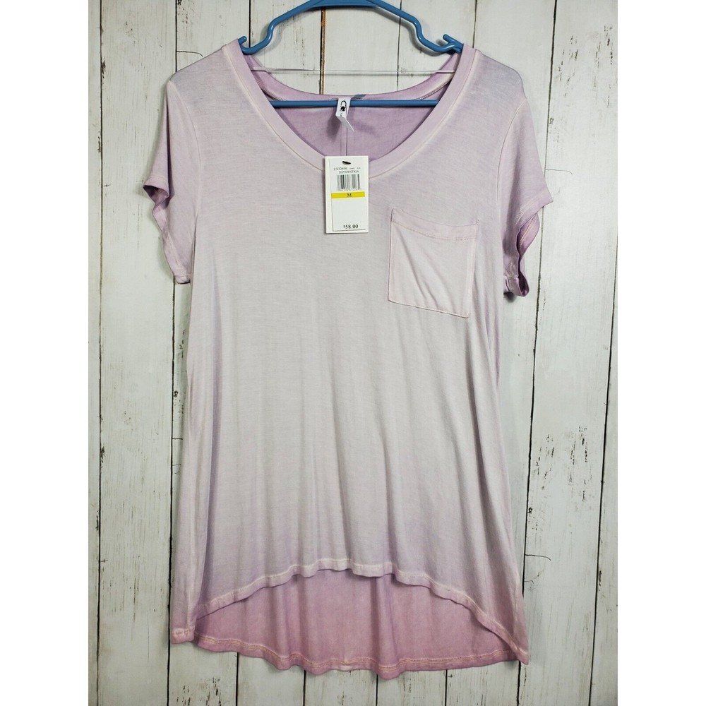 Cable & Gauge Scoop Neck Garment Dyed T-shirt Women's Medium Purple Viscose NWT